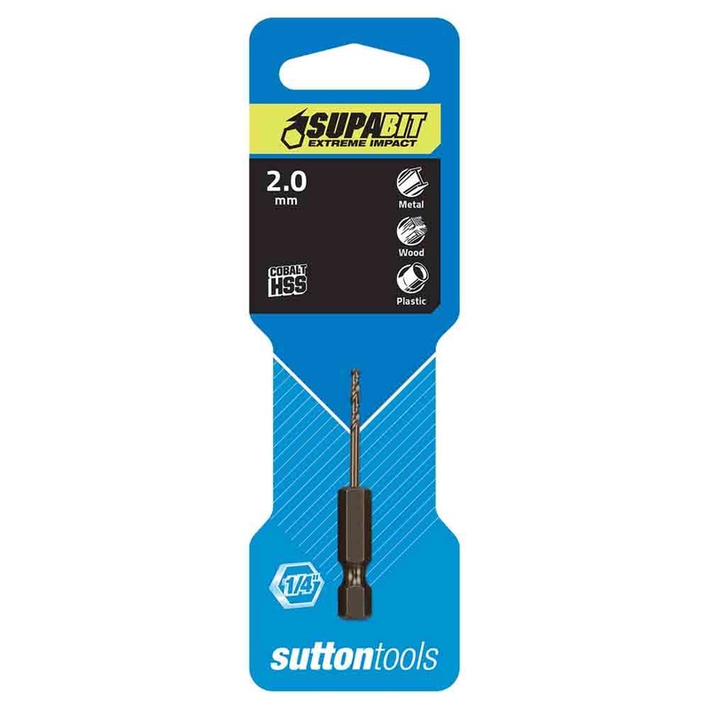 SUTTON 2.0MM 1/4-HX DRILL BIT HSS CO METAL SUPABIT D2130200