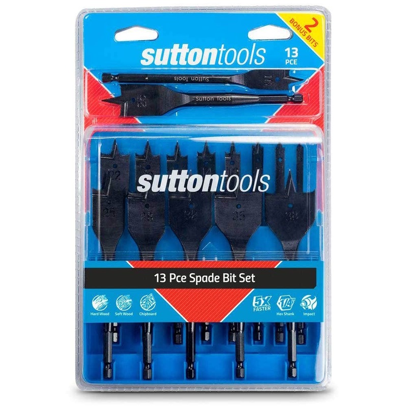 SUTTON 6-35MM SPADE BIT SET – 13 PIECE W. BONUS BITS
