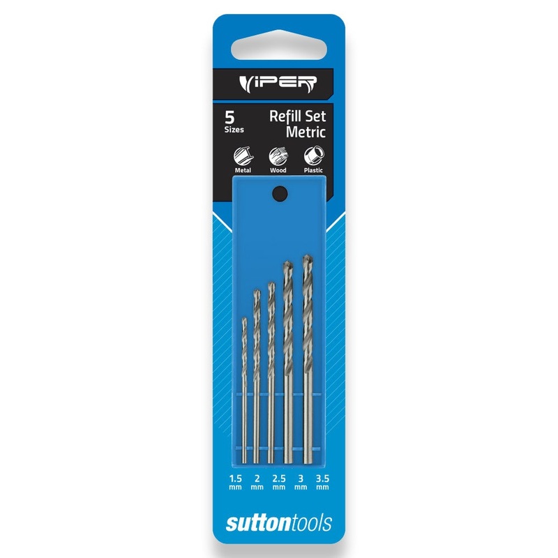 SUTTON TOOLS 1.5-3.5MM JOBBER VIPER HSS REFILL DRILL SET – 5 PIECE D105VRKM2
