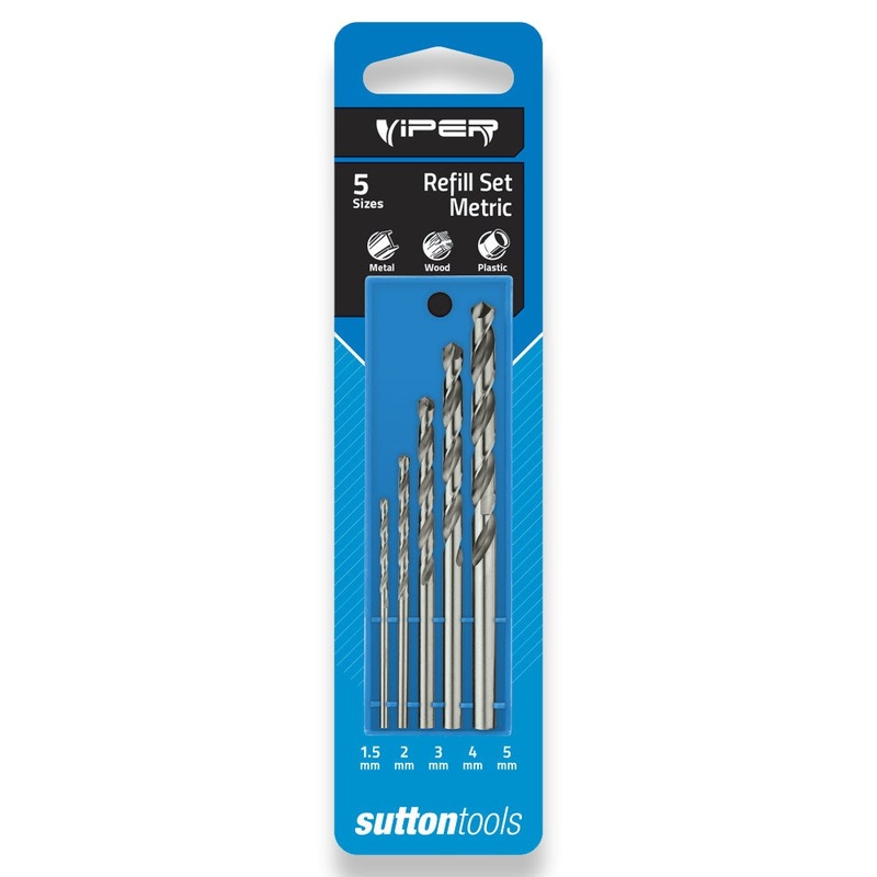 SUTTON TOOLS 1.5-5MM JOBBER VIPER HSS REFILL DRILL SET – 5 PIECE D105VRKM3