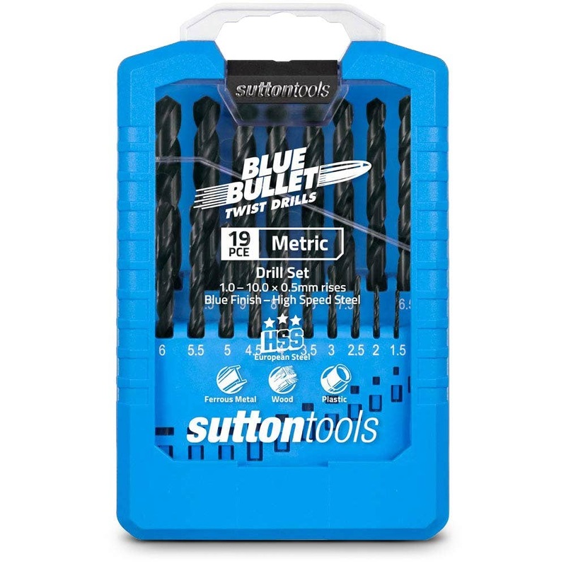 SUTTON 1-10MM METRIC HSS-BLUE JOBBER DRILL BIT SET – BLUE BULLET – 19 PIECE D102SM2