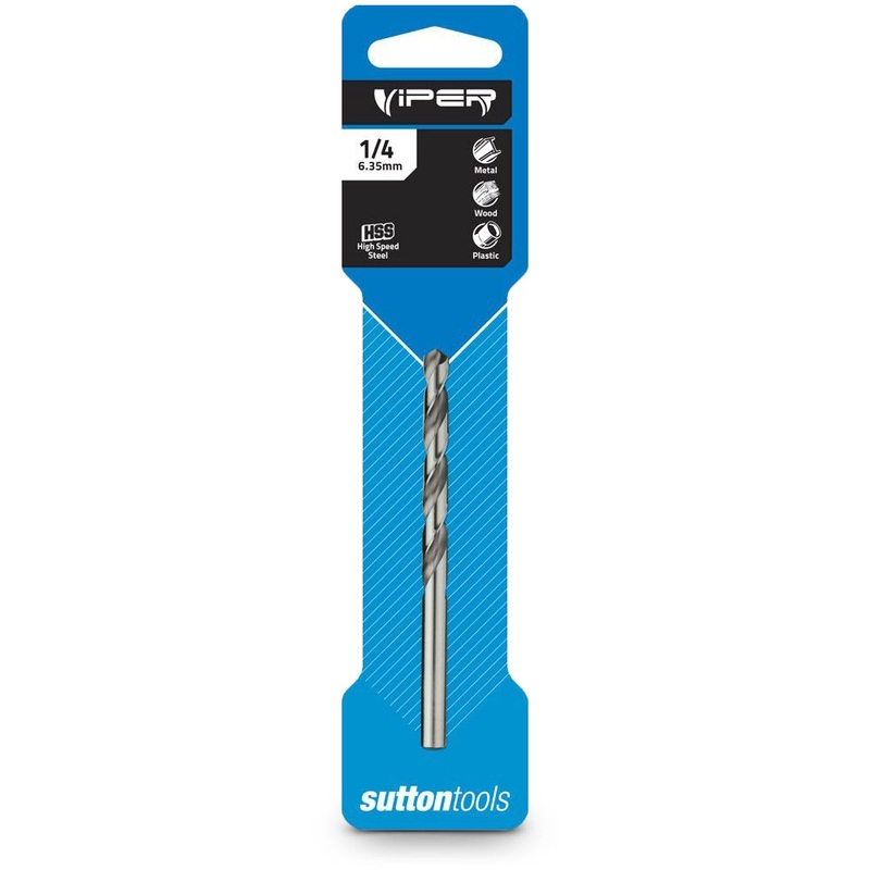 SUTTON 1/4inch x 101MM  HSS-Bright Jobber Drill Bit – VIPER D1050635