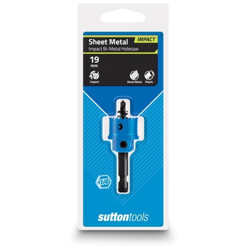 SUTTON 19MM 1/4-HEX SHANK BI-METAL SHEETMETAL HOLESAW