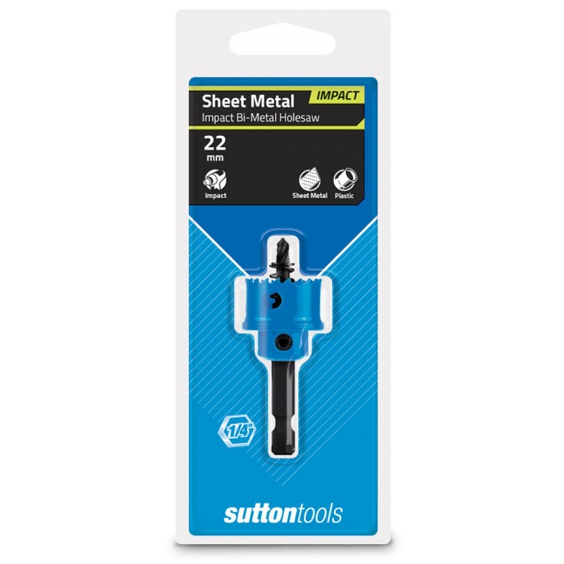 SUTTON 22MM 1/4-HEX SHANK BI-METAL SHEETMETAL HOLESAW