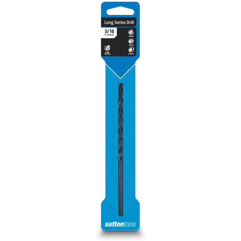 SUTTON 3/16INCH X 152MM METAL DRILL BIT LONG SERIES HSS BLUE BULLET D1100476