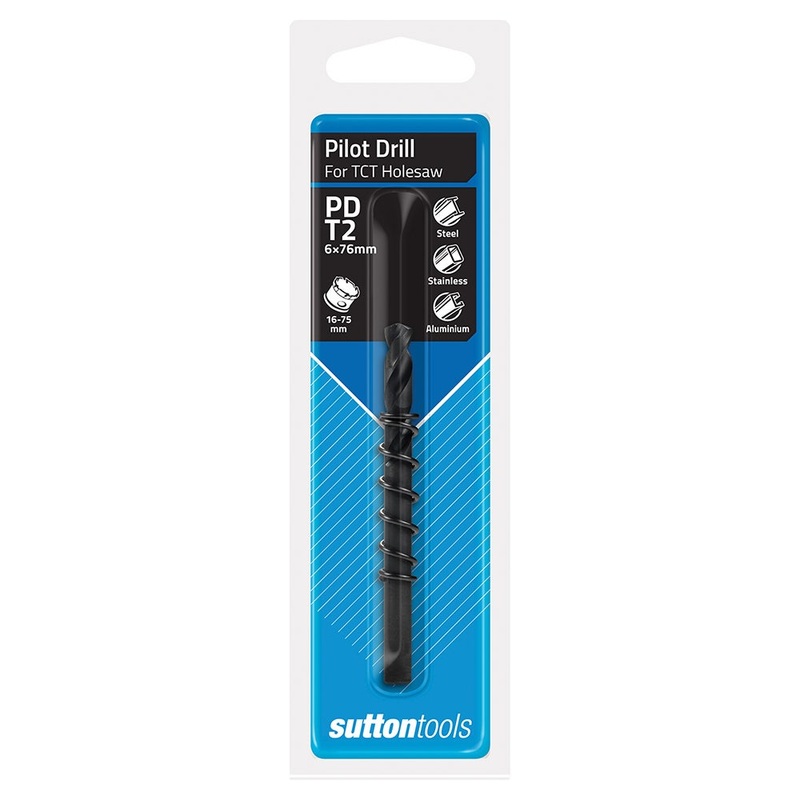 SUTTON 6.0 X 76MM HSS HOLESAW PILOT DRILL BIT W. EJECTION SPRING – SUITS H117 TCT HOLESAWS
