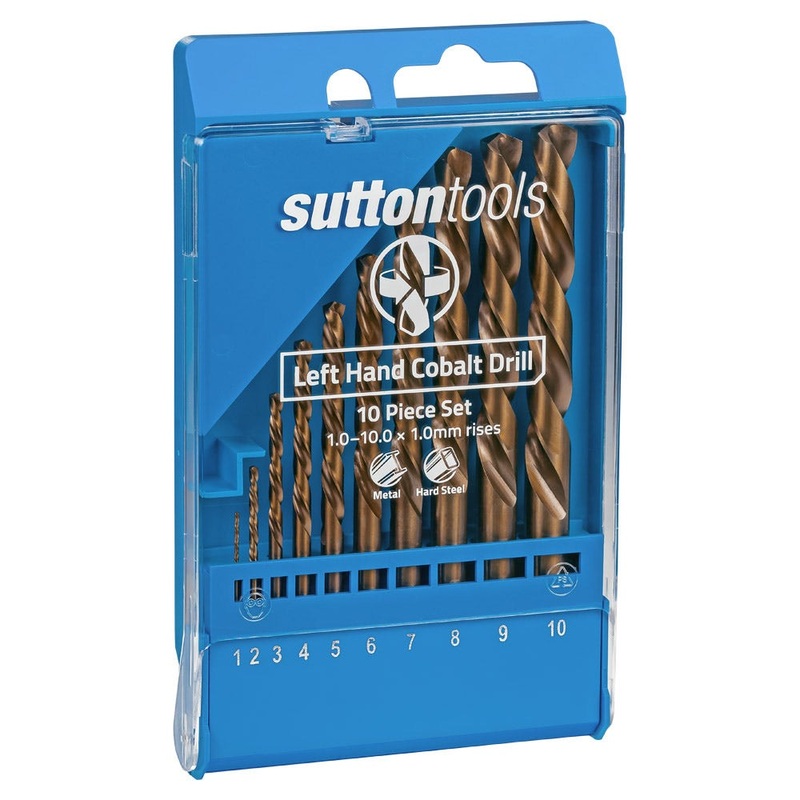 SUTTON 1-10MM METRIC HSS-COBALT LEFT-HAND JOBBER DRILL BIT SET – 10 PIECE