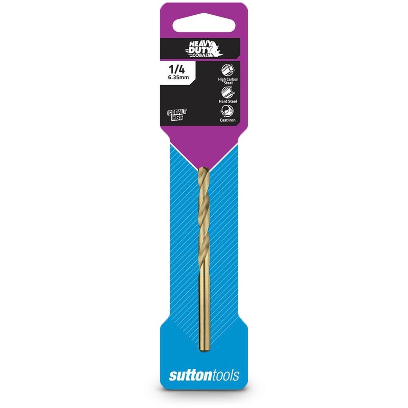 SUTTON 1/4INCH X 101MM HSS-COBALT METAL JOBBER DRILL BIT