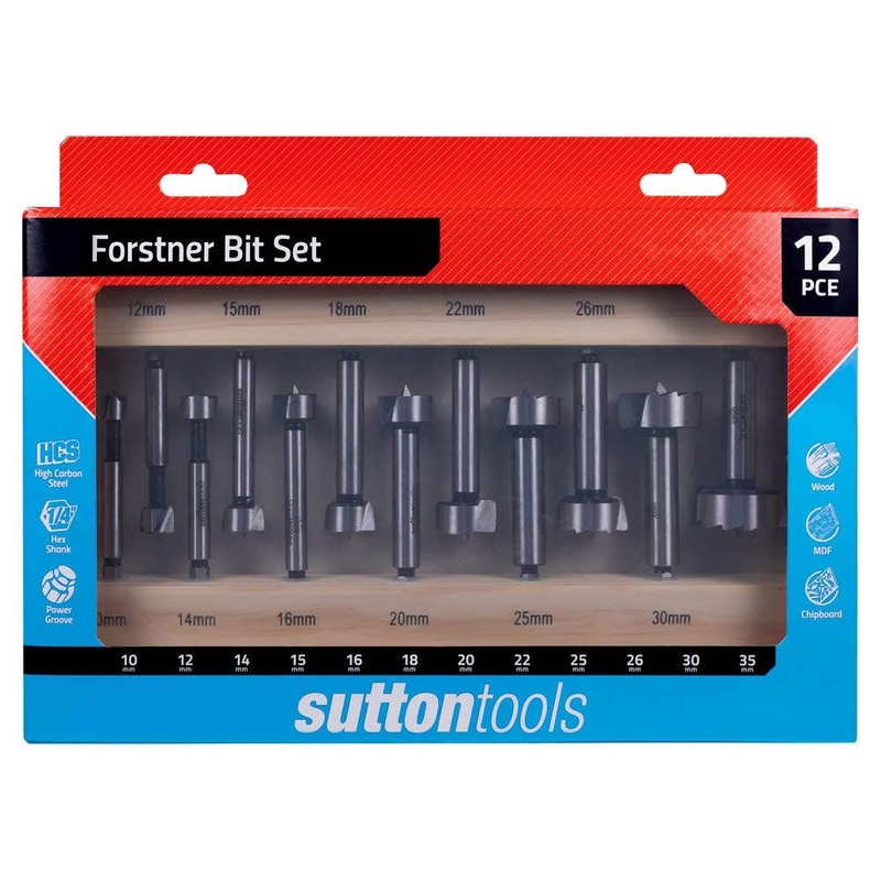 SUTTON 10-35MM 1/4HX HSS FORSTNER DRILL BIT SET – 12 PIECE D5230012
