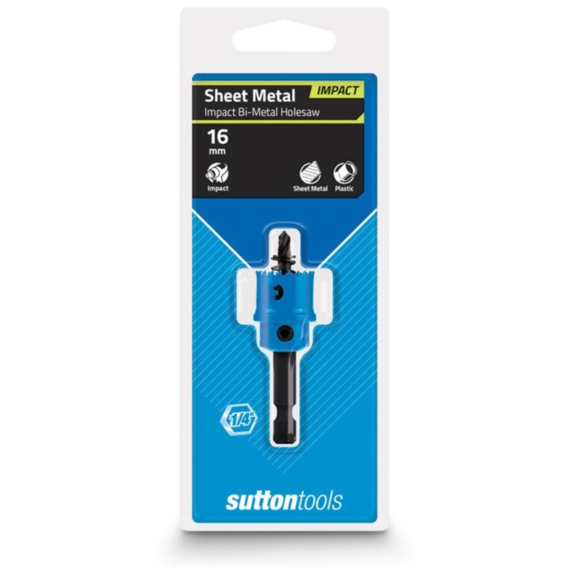SUTTON 16MM 1/4-HEX SHANK BI-METAL SHEETMETAL HOLESAW