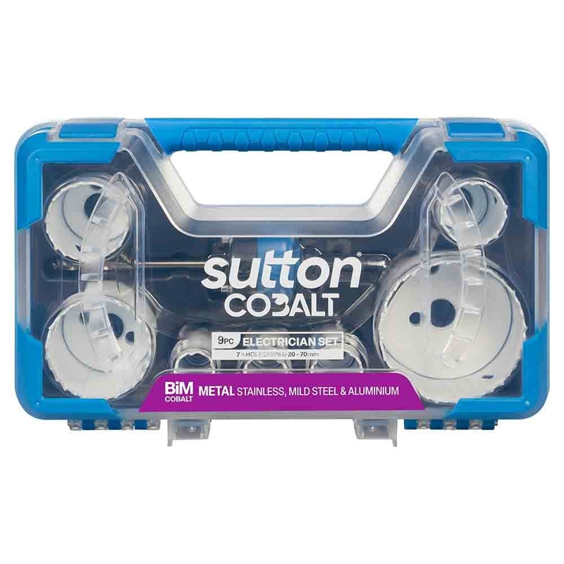 SUTTON 20-70MM BI-METAL ELECTRICIAN HOLE SAW SET – COBALT 9 PIECE H125SE09B
