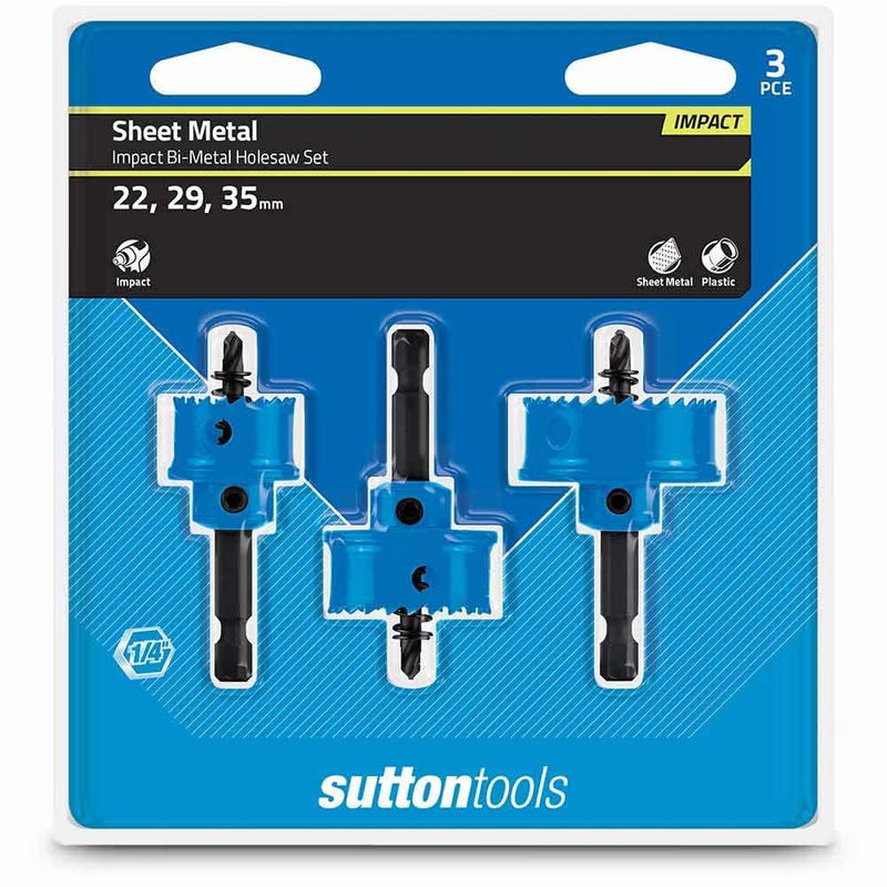 SUTTON 22-32MM 1/4-HEX BI-METAL HOLESAW SET FOR SHEETMETAL – 3 PIECE