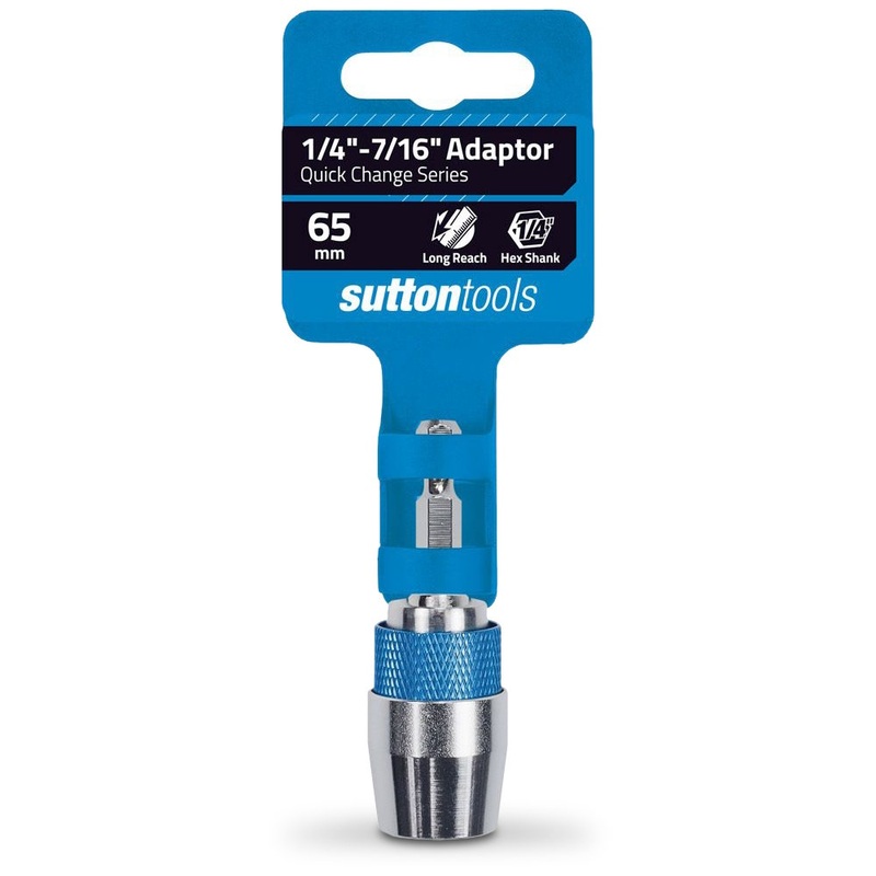 SUTTON 65MM 1/4-HEX TO 7/16-HEX QUICK-CHANGE ADAPTOR/EXTENSION BIT