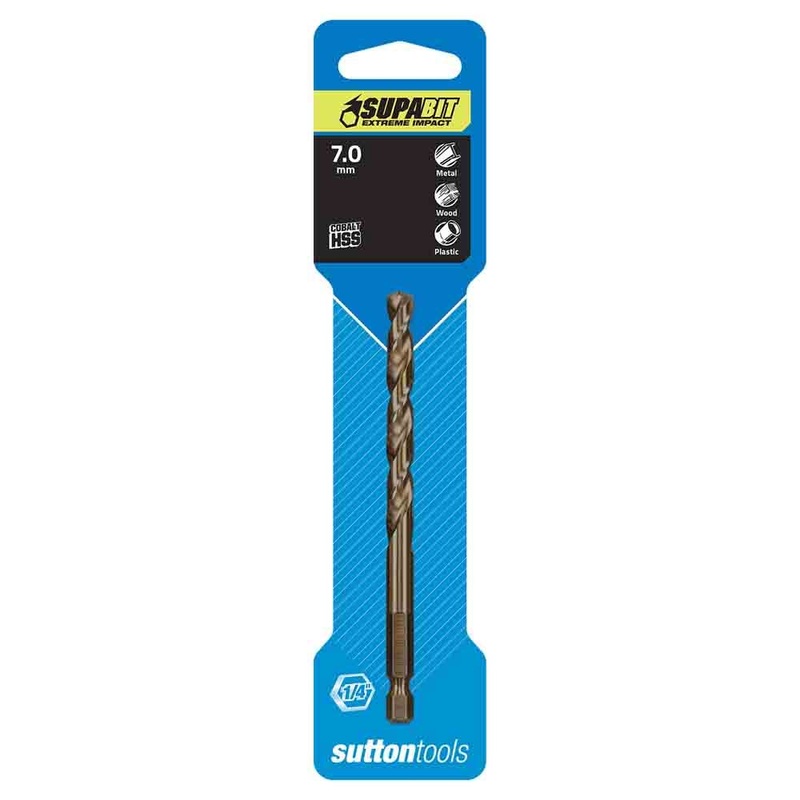 SUTTON 7.0MM 1/4-HX DRILL BIT HSS CO METAL SUPABIT D2130700