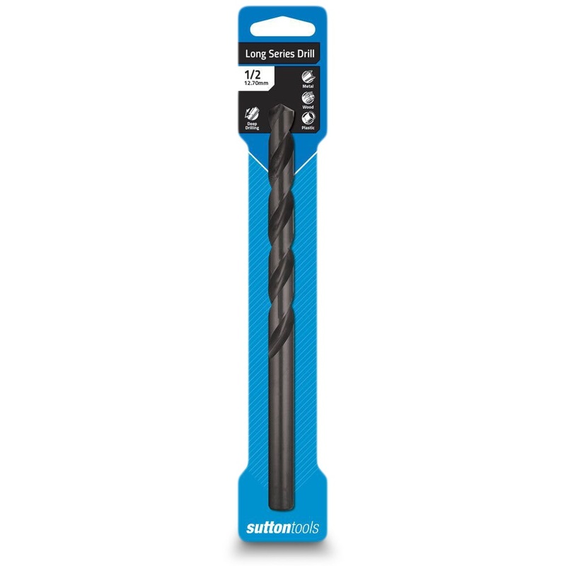 SUTTON 1/2INCH X 7.3/4INCH METAL DRILL BIT LONG SERIES HSS BLUE BULLET D1101269
