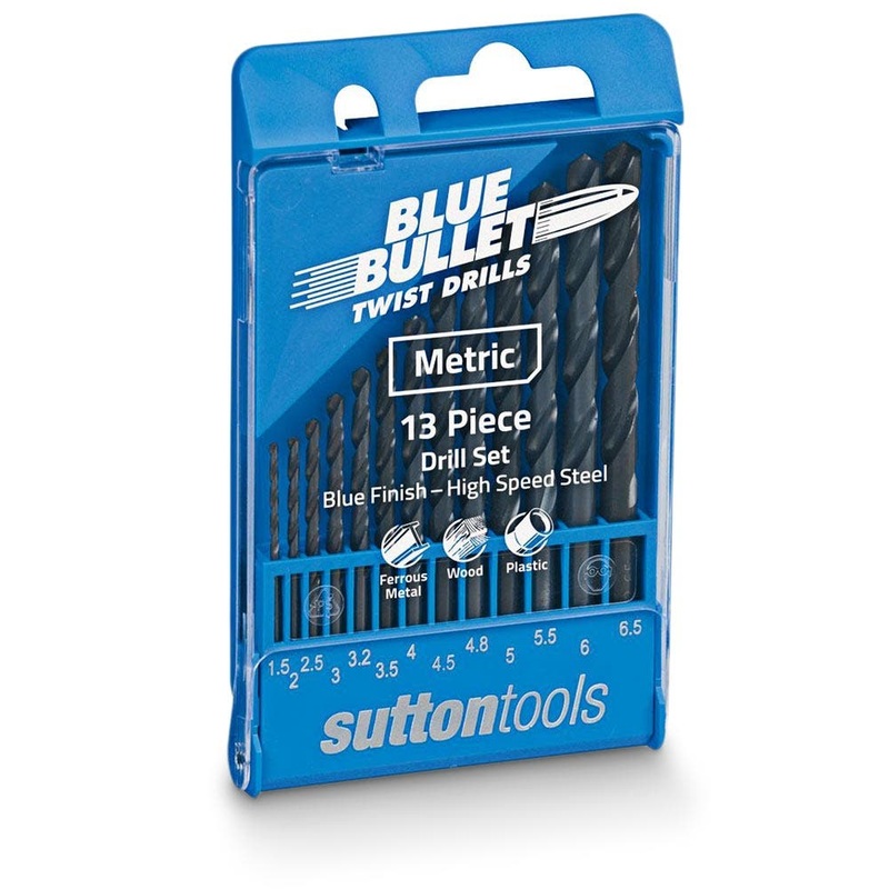 SUTTON 1.5-6.5MM METRIC HSS-BLUE JOBBER DRILL BIT SET – BLUE BULLET – 13 PIECE