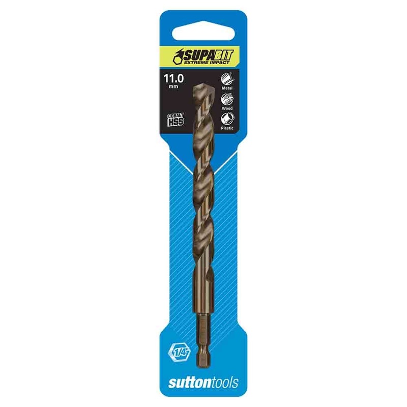 SUTTON 11.0MM 1/4-HX DRILL BIT HSS CO METAL SUPABIT D2131100
