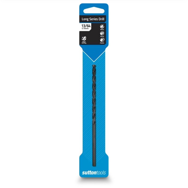 SUTTON 13/64INCH X 6INCH METAL DRILL BIT LONG SERIES HSS BLUE BULLET
