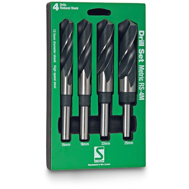 SUTTON 16-25MM METRIC HSS-BLUE REDUCED SHANK METAL DRILL BIT SET – 4 PIECE