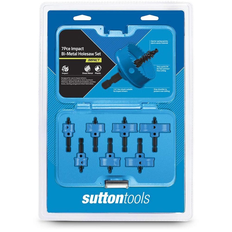 SUTTON 19-32MM 1/4-HEX BI-METAL HOLESAW SET FOR SHEETMETAL – 7 PIECE