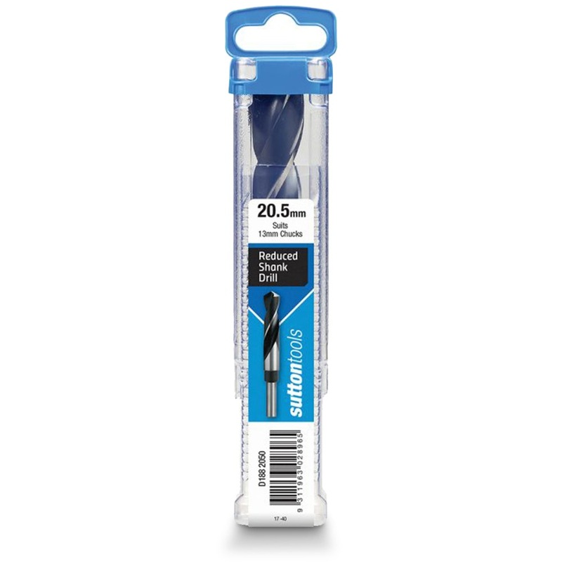 SUTTON 20.5 X 152MM 12.5MM REDUCED SHANK HSS METAL DRILL BIT