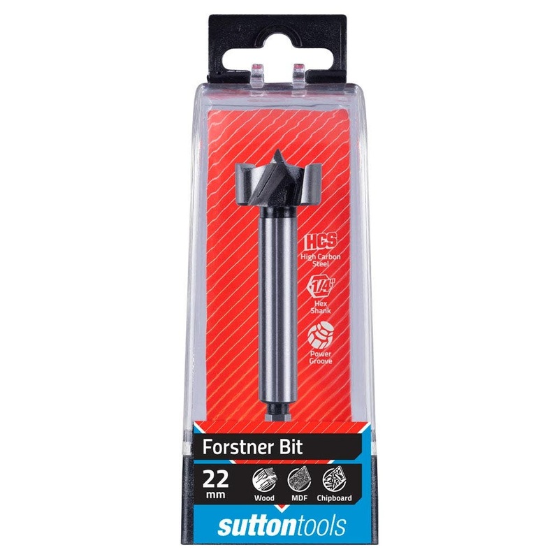 SUTTON 22MM 1/4HX HSS FORSTNER WOOD DRILL BIT D5230220