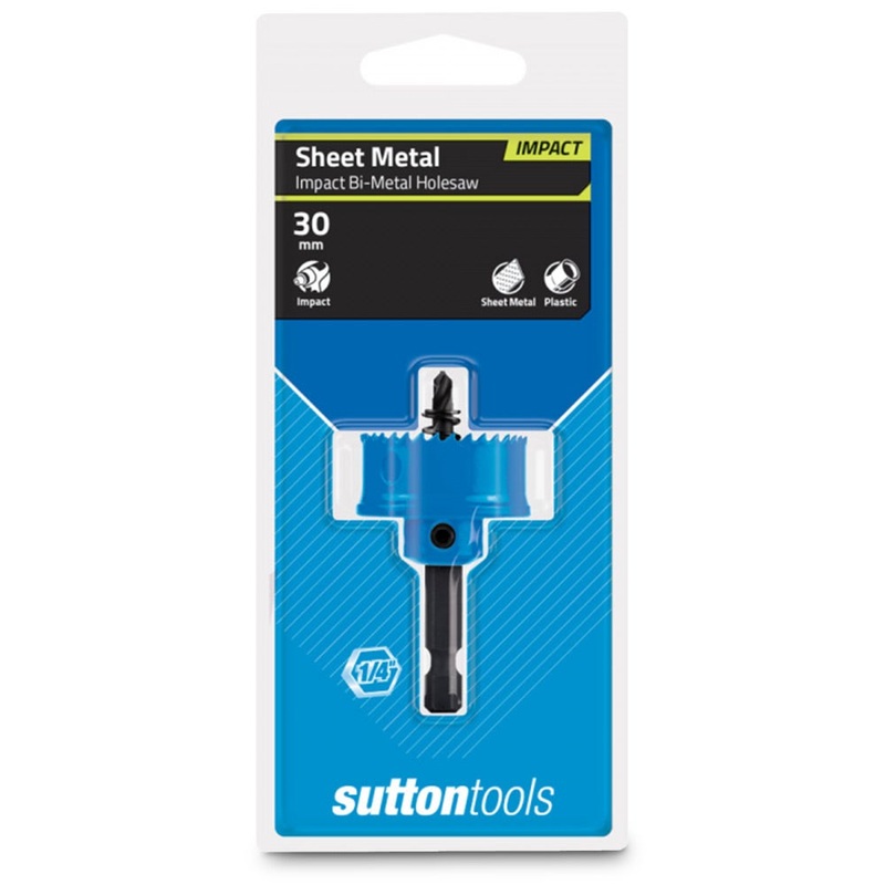 SUTTON 30MM 1/4-HEX SHANK BI-METAL SHEETMETAL HOLESAW