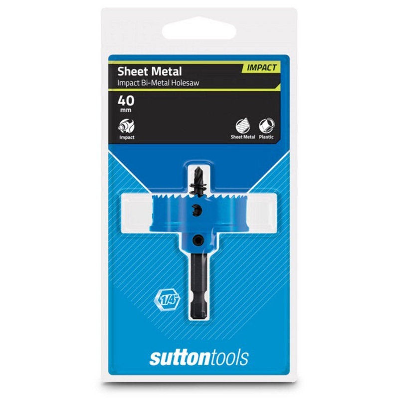 SUTTON 40MM 1/4-HEX SHANK BI-METAL SHEETMETAL HOLESAW