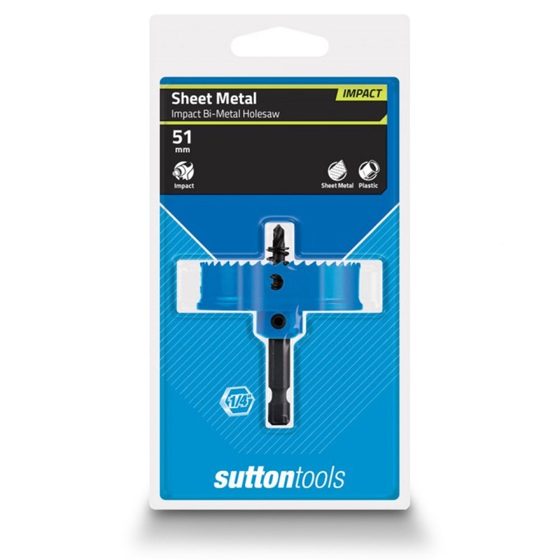 SUTTON 51MM 1/4-HEX SHANK BI-METAL SHEETMETAL HOLESAW