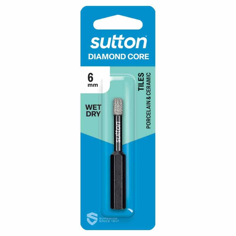 SUTTON 6.0MM WET/DRY DIAMOND GRIT HOLESAW BIT BLACK-CERAMIC D618H0600