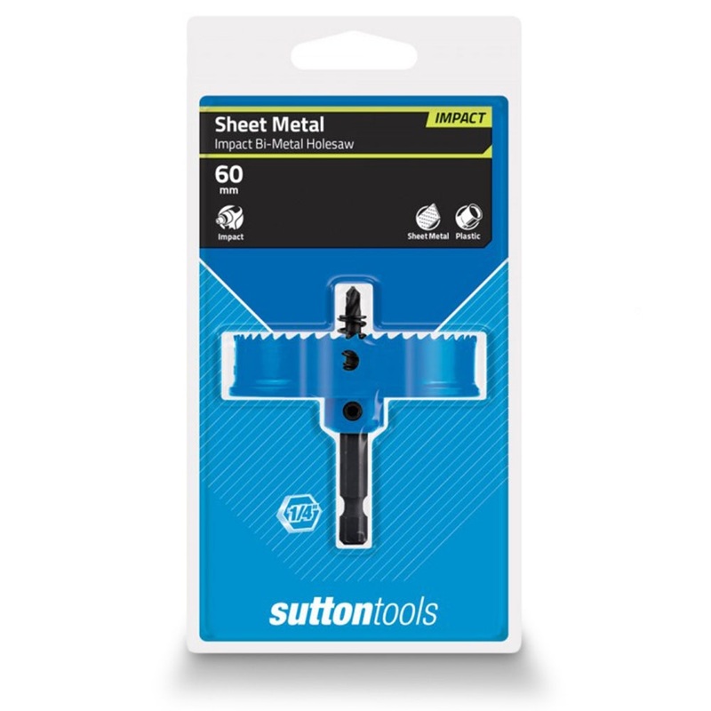SUTTON 60MM 1/4-HEX SHANK BI-METAL SHEETMETAL HOLESAW