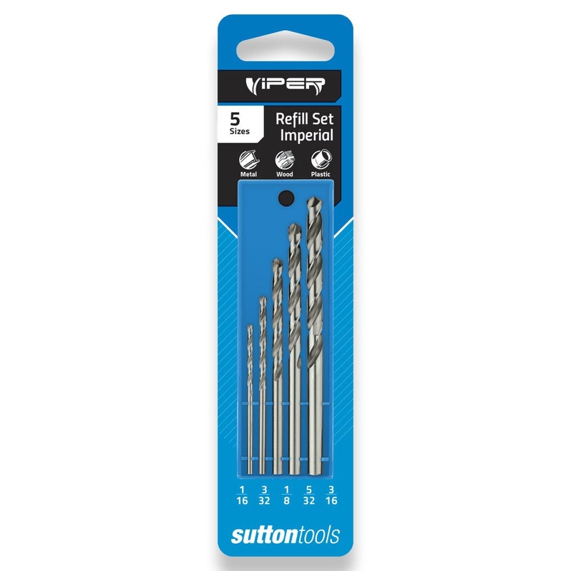 SUTTON TOOLS 1/16-3/16 JOBBER VIPER HSS REFILL DRILL SET – 5 PIECE D105VRK3