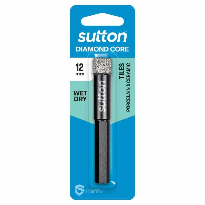 SUTTON 12.0MM WET/DRY DIAMOND GRIT HOLESAW BIT BLACK-CERAM D618H1200