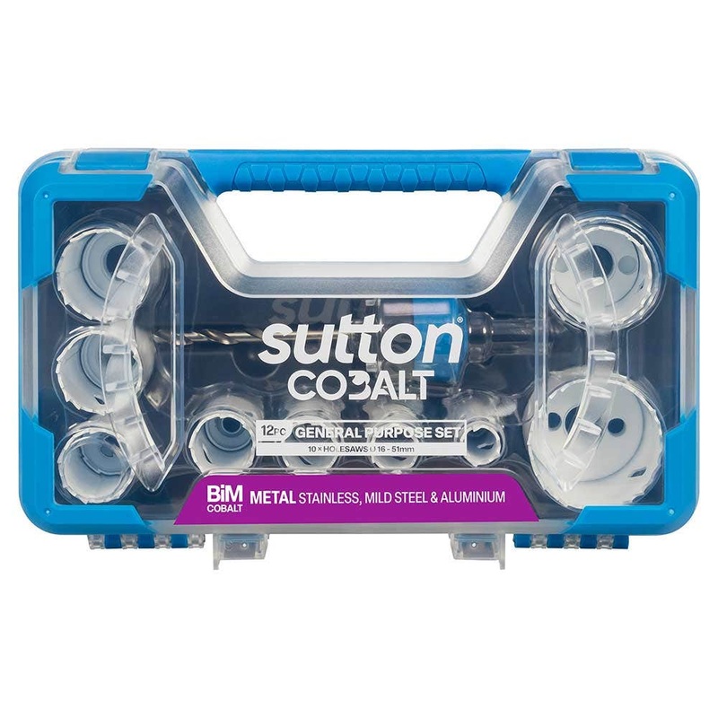 SUTTON 16-51MM G/PURP BI-METAL HOLESAW SET – METAL/WOOD – 12 PIECE H125SG12A