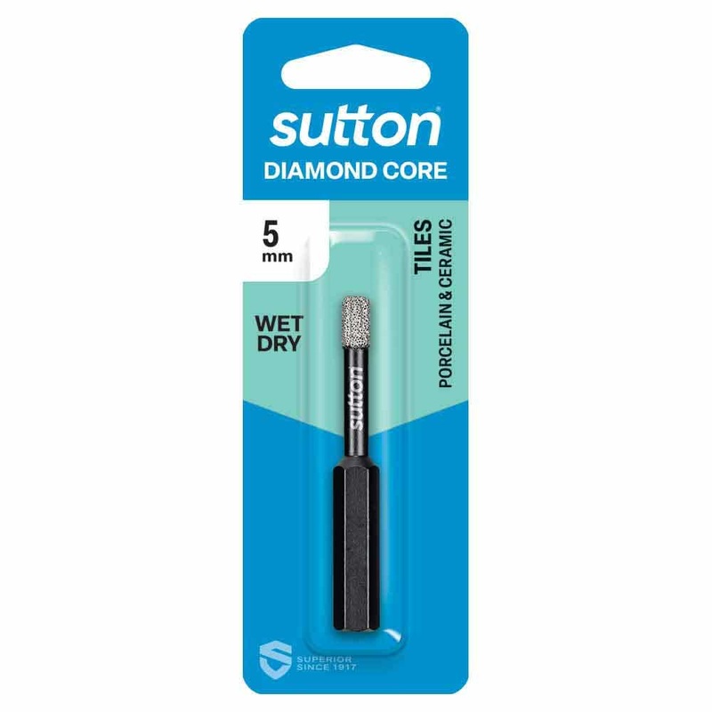 SUTTON 5.0MM WET/DRY DIAMOND GRIT HOLESAW BIT BLACK-CERAM D618H0500