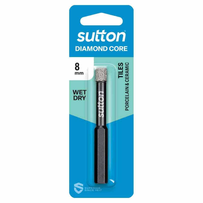 SUTTON 8.0MM WET/DRY DIAMOND GRIT HOLESAW BIT BLACK-CERAM D618H0800