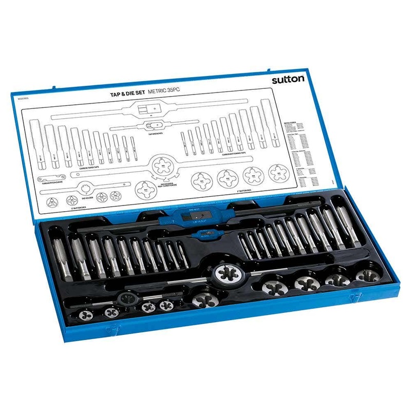 SUTTON M6-M24 METRIC TAP & DIE SET – 34 PIECE M500M35