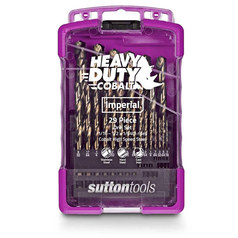 SUTTON 1/16-1/2INCH IMPERIAL HSS-COBALT JOBBER DRILL BIT SET – HD-COBALT – 29 PIECE