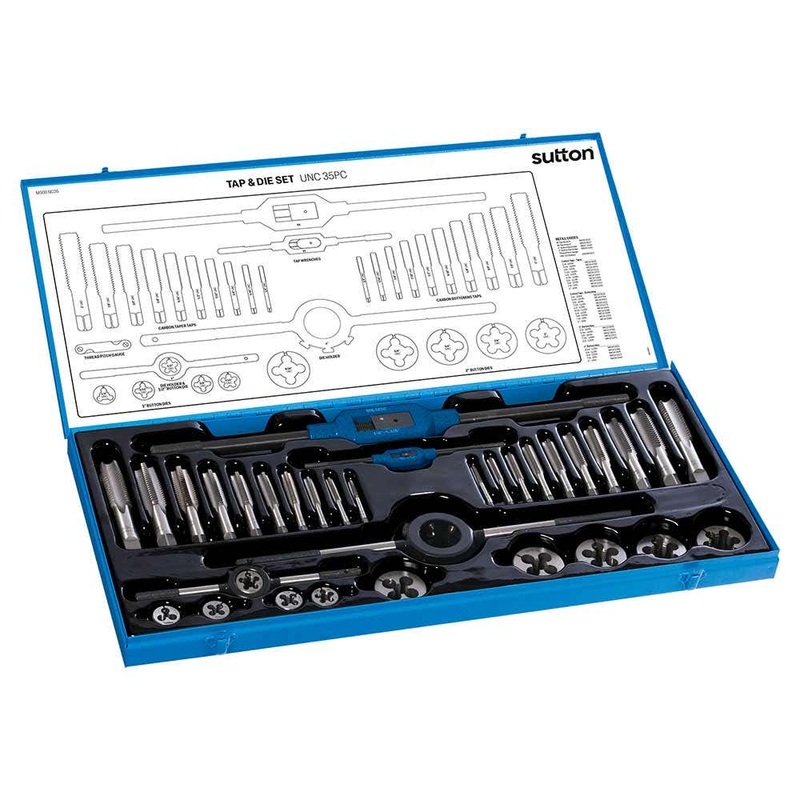 SUTTON 1/4-1INCH UNC TAP & DIE SET – 34 PIECE M500NC35