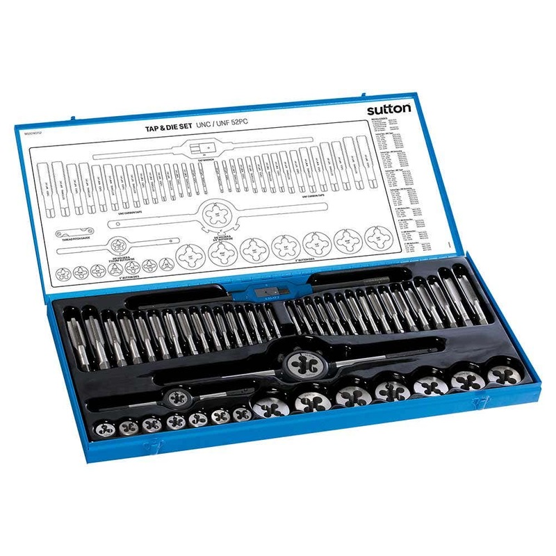 SUTTON 1/4-3/4INCH UNC/UNF TAP & DIE SET – 52 PIECE M500NCF52