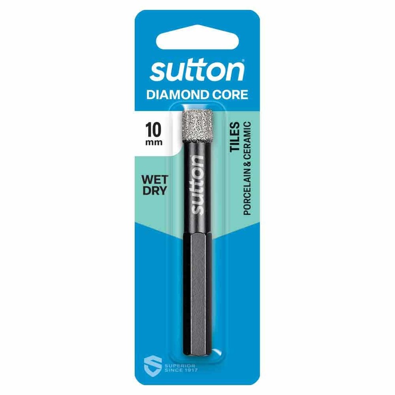 SUTTON 10.0MM WET/DRY DIAMOND GRIT HOLESAW BIT BLACK-CERAM D618H1000