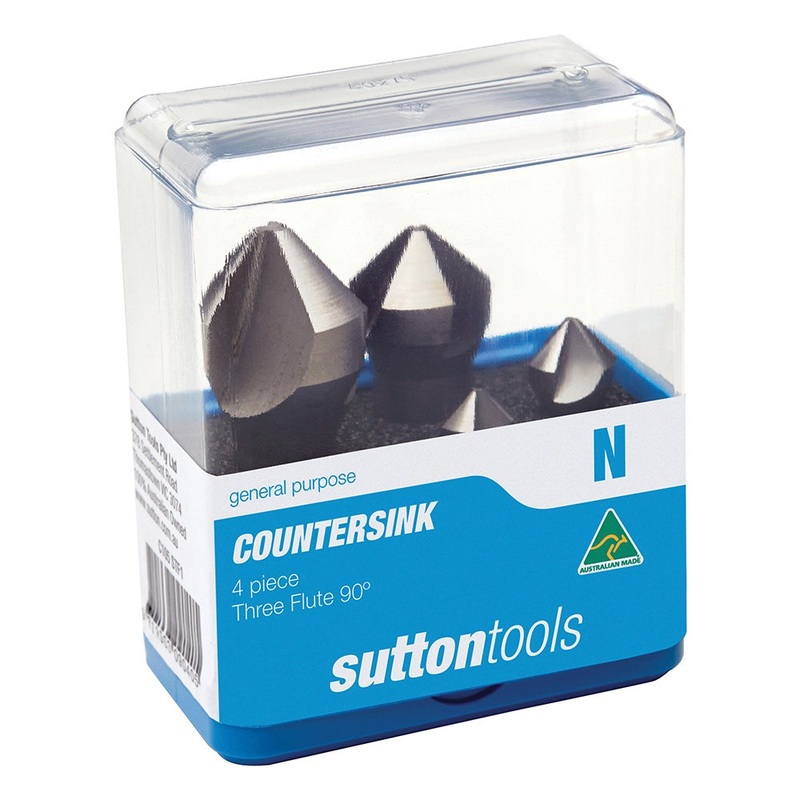 SUTTON 10-28MM 90-DEG 3-FLUTE BIT HSS COUNTERSINK METAL SET 4 PIECE C105STF1