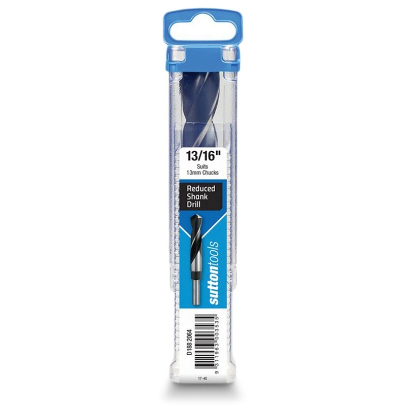 SUTTON 13/16INCH X 152MM 12.5MM REDUCED SHANK HSS METAL DRILL BIT
