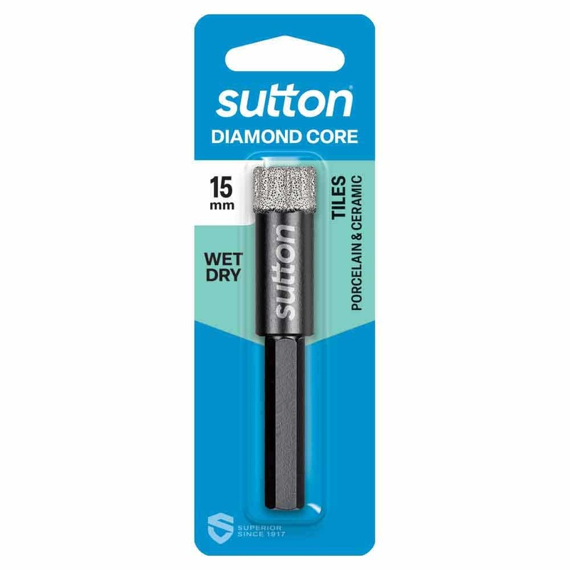 SUTTON 15.0MM WET/DRY DIAMOND GRIT HOLESAW BIT BLACK-CERAM D618H1500
