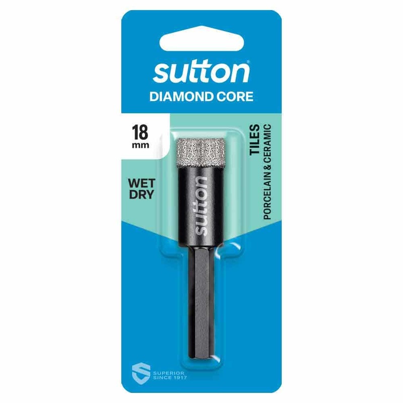 SUTTON 18.0MM WET/DRY DIAMOND GRIT HOLESAW BIT BLACK-CERAM D618H1800