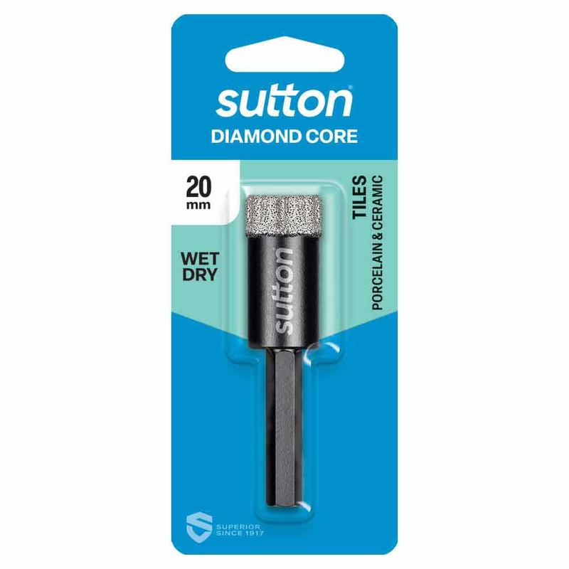 SUTTON 20.0MM WET/DRY DIAMOND GRIT HOLESAW BIT BLACK-CERAM D618H2000