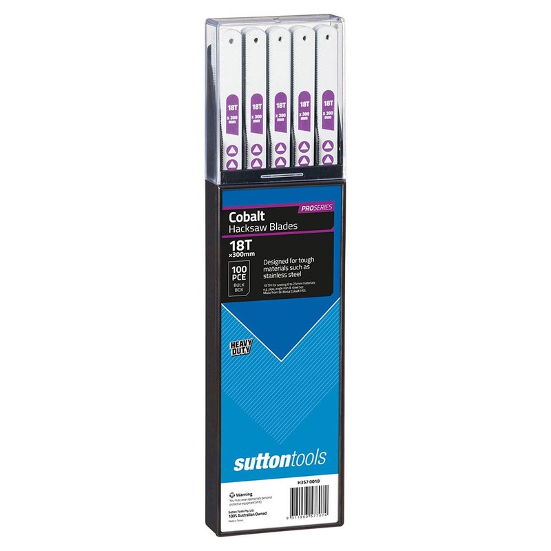SUTTON 300MM 18TPI BI-METAL COBALT HACKSAW BLADE – 100 PACK H3570018