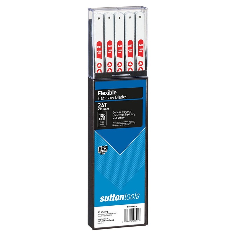 SUTTON 300MM 24TPI FLEXIBLE HSS HACKSAW BLADE – 100 PACK H3520024