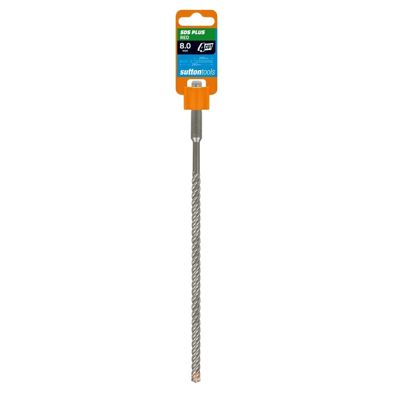 SUTTON 8.0X260MM 4-CUT REO SDS PLUS TCT MASONRY DRILL BIT D6340800