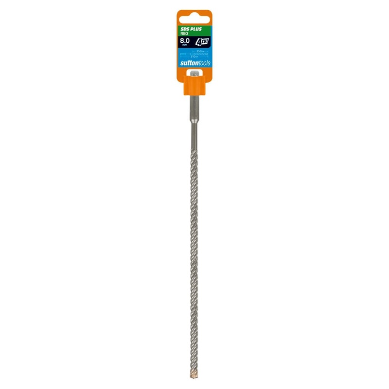 SUTTON 8.0X310MM 4-CUT REO SDS PLUS TCT MASONRY DRILL BIT D6350800